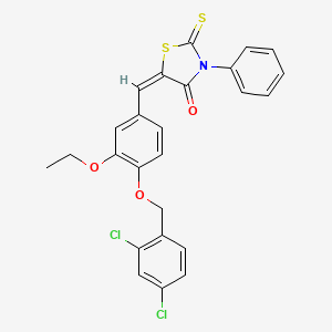 molecular formula C25H19Cl2NO3S2 B11669534 (5E)-5-{4-[(2,4-dichlorobenzyl)oxy]-3-ethoxybenzylidene}-3-phenyl-2-thioxo-1,3-thiazolidin-4-one 