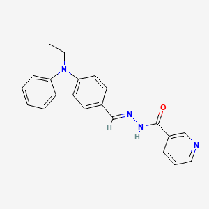 molecular formula C21H18N4O B11669548 N'-[(E)-(9-ethyl-9H-carbazol-3-yl)methylidene]pyridine-3-carbohydrazide 