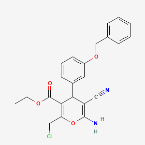 ethyl 6-amino-4-[3-(benzyloxy)phenyl]-2-(chloromethyl)-5-cyano-4H-pyran-3-carboxylate