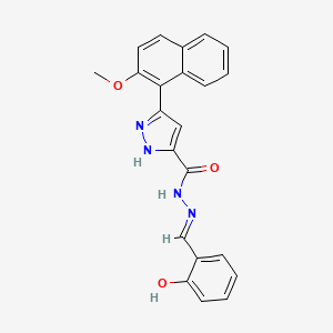 molecular formula C22H18N4O3 B11669583 N'-[(E)-(2-hydroxyphenyl)methylidene]-3-(2-methoxynaphthalen-1-yl)-1H-pyrazole-5-carbohydrazide 