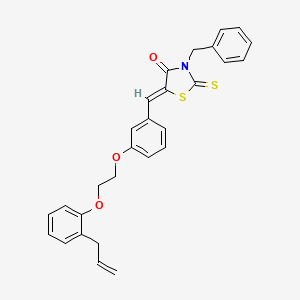 molecular formula C28H25NO3S2 B11669598 (5Z)-3-benzyl-5-(3-{2-[2-(prop-2-en-1-yl)phenoxy]ethoxy}benzylidene)-2-thioxo-1,3-thiazolidin-4-one 