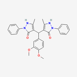 molecular formula C29H28N4O4 B11669630 4-[(3,4-dimethoxyphenyl)-(5-methyl-3-oxo-2-phenyl-1H-pyrazol-4-yl)methyl]-5-methyl-2-phenyl-1H-pyrazol-3-one 