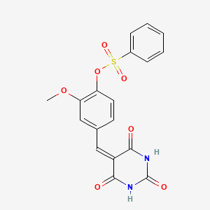 2-methoxy-4-[(2,4,6-trioxotetrahydropyrimidin-5(2H)-ylidene)methyl]phenyl benzenesulfonate