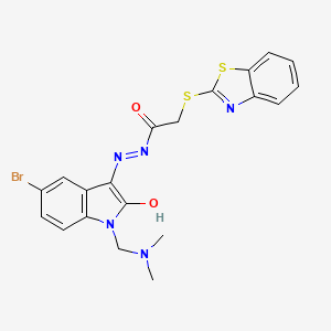 2-(1,3-benzothiazol-2-ylsulfanyl)-N'-{(3E)-5-bromo-1-[(dimethylamino)methyl]-2-oxo-1,2-dihydro-3H-indol-3-ylidene}acetohydrazide