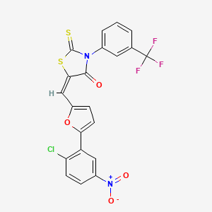 molecular formula C21H10ClF3N2O4S2 B11669656 (5E)-5-{[5-(2-chloro-5-nitrophenyl)furan-2-yl]methylidene}-2-thioxo-3-[3-(trifluoromethyl)phenyl]-1,3-thiazolidin-4-one 