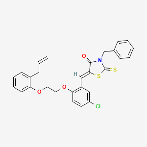 molecular formula C28H24ClNO3S2 B11669706 (5Z)-3-benzyl-5-(5-chloro-2-{2-[2-(prop-2-en-1-yl)phenoxy]ethoxy}benzylidene)-2-thioxo-1,3-thiazolidin-4-one 