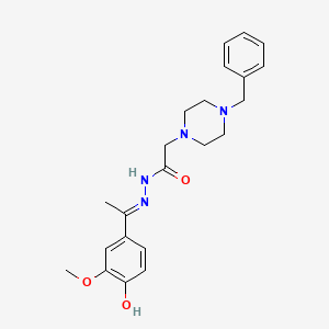 molecular formula C22H28N4O3 B11669710 2-(4-benzylpiperazin-1-yl)-N'-[(1E)-1-(4-hydroxy-3-methoxyphenyl)ethylidene]acetohydrazide CAS No. 303103-94-8