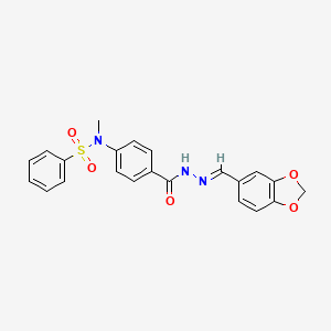 molecular formula C22H19N3O5S B11669725 N-(4-{[(2E)-2-(1,3-benzodioxol-5-ylmethylidene)hydrazinyl]carbonyl}phenyl)-N-methylbenzenesulfonamide 