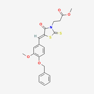 molecular formula C22H21NO5S2 B11669764 methyl 3-{(5Z)-5-[4-(benzyloxy)-3-methoxybenzylidene]-4-oxo-2-thioxo-1,3-thiazolidin-3-yl}propanoate 