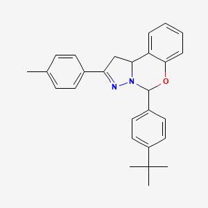 molecular formula C27H28N2O B11669773 5-(4-Tert-butylphenyl)-2-(4-methylphenyl)-1,10b-dihydropyrazolo[1,5-c][1,3]benzoxazine 