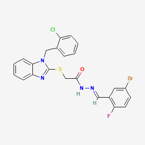 molecular formula C23H17BrClFN4OS B11669779 N'-[(E)-(5-bromo-2-fluorophenyl)methylidene]-2-{[1-(2-chlorobenzyl)-1H-benzimidazol-2-yl]sulfanyl}acetohydrazide 