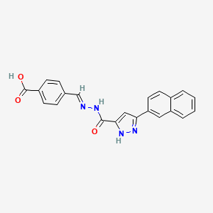 4-[(E)-({[3-(2-naphthyl)-1H-pyrazol-5-yl]carbonyl}hydrazono)methyl]benzoic acid