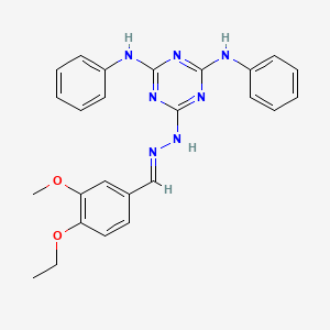 6-[(2E)-2-(4-ethoxy-3-methoxybenzylidene)hydrazinyl]-N,N'-diphenyl-1,3,5-triazine-2,4-diamine