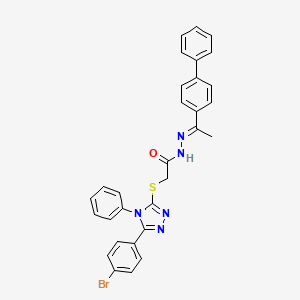 molecular formula C30H24BrN5OS B11669833 N'-[(1E)-1-(biphenyl-4-yl)ethylidene]-2-{[5-(4-bromophenyl)-4-phenyl-4H-1,2,4-triazol-3-yl]sulfanyl}acetohydrazide 