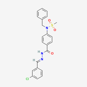 molecular formula C22H20ClN3O3S B11669847 N-benzyl-N-(4-{[(2E)-2-(3-chlorobenzylidene)hydrazinyl]carbonyl}phenyl)methanesulfonamide 