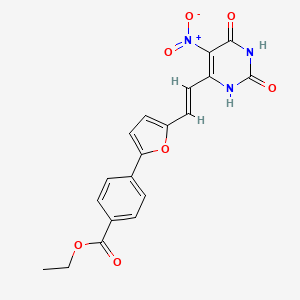 molecular formula C19H15N3O7 B11669857 ethyl 4-{5-[(E)-2-(2,6-dihydroxy-5-nitropyrimidin-4-yl)ethenyl]furan-2-yl}benzoate 