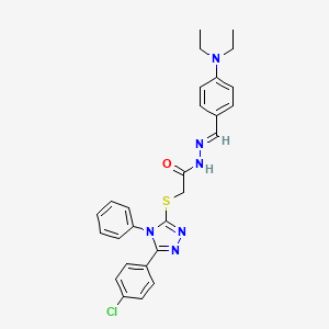 molecular formula C27H27ClN6OS B11669874 2-{[5-(4-chlorophenyl)-4-phenyl-4H-1,2,4-triazol-3-yl]sulfanyl}-N'-{(E)-[4-(diethylamino)phenyl]methylidene}acetohydrazide 