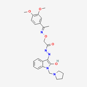 2-({[(1E)-1-(3,4-dimethoxyphenyl)ethylidene]amino}oxy)-N'-[(3Z)-2-oxo-1-(pyrrolidin-1-ylmethyl)-1,2-dihydro-3H-indol-3-ylidene]acetohydrazide