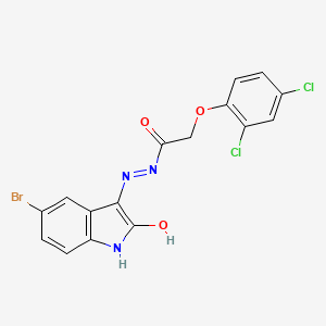 molecular formula C16H10BrCl2N3O3 B11669927 N'-[(3Z)-5-bromo-2-oxo-1,2-dihydro-3H-indol-3-ylidene]-2-(2,4-dichlorophenoxy)acetohydrazide 