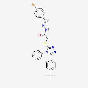 molecular formula C27H26BrN5OS B11669934 N'-[(E)-(4-bromophenyl)methylidene]-2-{[5-(4-tert-butylphenyl)-4-phenyl-4H-1,2,4-triazol-3-yl]sulfanyl}acetohydrazide CAS No. 303105-67-1