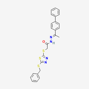 2-{[5-(benzylsulfanyl)-1,3,4-thiadiazol-2-yl]sulfanyl}-N'-[(1E)-1-(biphenyl-4-yl)ethylidene]acetohydrazide