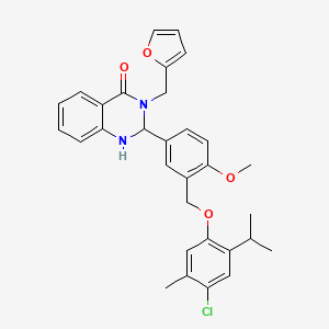 2-(3-{[4-chloro-5-methyl-2-(propan-2-yl)phenoxy]methyl}-4-methoxyphenyl)-3-(furan-2-ylmethyl)-2,3-dihydroquinazolin-4(1H)-one