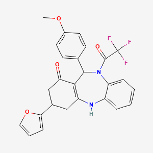 3-(2-Furyl)-11-(4-methoxyphenyl)-10-(2,2,2-trifluoroacetyl)-2,3,4,5,10,11-hexahydro-1H-dibenzo[B,E][1,4]diazepin-1-one