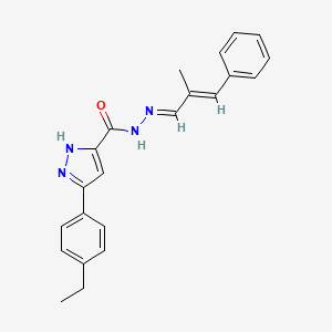 molecular formula C22H22N4O B11669964 3-(4-Ethylphenyl)-N'-(2-ME-3-PH-2-propenylidene)-1H-pyrazole-5-carbohydrazide 