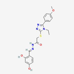 molecular formula C20H21N5O4S B11669971 N'-[(E)-(2,4-dihydroxyphenyl)methylidene]-2-{[4-ethyl-5-(4-methoxyphenyl)-4H-1,2,4-triazol-3-yl]sulfanyl}acetohydrazide CAS No. 303102-68-3