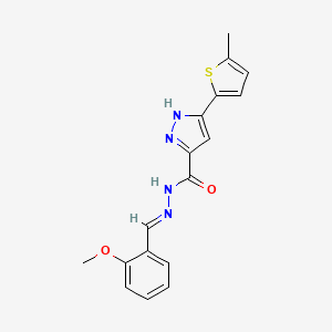 molecular formula C17H16N4O2S B11669974 N'-(2-Methoxybenzylidene)-3-(5-methyl-2-thienyl)-1H-pyrazole-5-carbohydrazide 