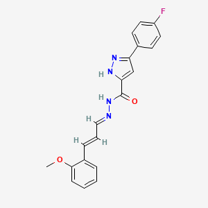 molecular formula C20H17FN4O2 B11669981 3-(4-fluorophenyl)-N'-[(1E,2E)-3-(2-methoxyphenyl)prop-2-en-1-ylidene]-1H-pyrazole-5-carbohydrazide 