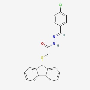 molecular formula C22H17ClN2OS B11669994 N'-[(E)-(4-chlorophenyl)methylidene]-2-(9H-fluoren-9-ylsulfanyl)acetohydrazide 