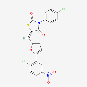 (5E)-5-{[5-(2-chloro-5-nitrophenyl)furan-2-yl]methylidene}-3-(4-chlorophenyl)-1,3-thiazolidine-2,4-dione