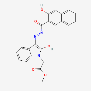 molecular formula C22H17N3O5 B11670016 methyl [(3Z)-3-{2-[(3-hydroxynaphthalen-2-yl)carbonyl]hydrazinylidene}-2-oxo-2,3-dihydro-1H-indol-1-yl]acetate 