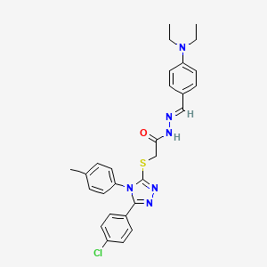 molecular formula C28H29ClN6OS B11670077 2-{[5-(4-chlorophenyl)-4-(4-methylphenyl)-4H-1,2,4-triazol-3-yl]sulfanyl}-N'-{(E)-[4-(diethylamino)phenyl]methylidene}acetohydrazide 