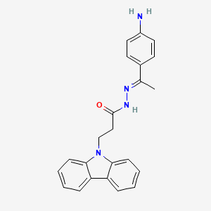 molecular formula C23H22N4O B11670090 N'-[(1E)-1-(4-aminophenyl)ethylidene]-3-(9H-carbazol-9-yl)propanehydrazide 