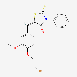 (5E)-5-[4-(2-bromoethoxy)-3-methoxybenzylidene]-3-phenyl-2-thioxo-1,3-thiazolidin-4-one