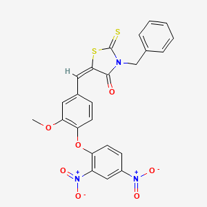 molecular formula C24H17N3O7S2 B11670094 (5E)-3-benzyl-5-[4-(2,4-dinitrophenoxy)-3-methoxybenzylidene]-2-thioxo-1,3-thiazolidin-4-one 