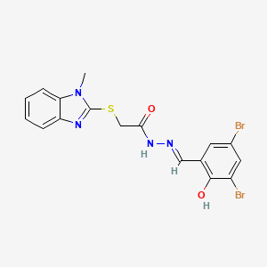 molecular formula C17H14Br2N4O2S B11670102 N'-[(E)-(3,5-dibromo-2-hydroxyphenyl)methylidene]-2-[(1-methyl-1H-benzimidazol-2-yl)sulfanyl]acetohydrazide 