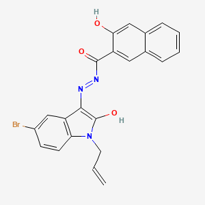 molecular formula C22H16BrN3O3 B11670110 N'-[(3Z)-5-bromo-2-oxo-1-(prop-2-en-1-yl)-1,2-dihydro-3H-indol-3-ylidene]-3-hydroxynaphthalene-2-carbohydrazide 