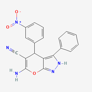 6-Amino-4-(3-nitrophenyl)-3-phenyl-1,4-dihydropyrano[2,3-c]pyrazole-5-carbonitrile