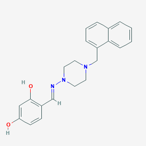 molecular formula C22H23N3O2 B11670132 4-(((4-(1-Naphthylmethyl)-1-piperazinyl)imino)methyl)-1,3-benzenediol 