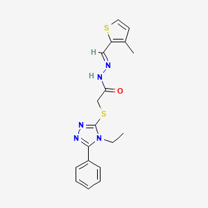 2-[(4-ethyl-5-phenyl-4H-1,2,4-triazol-3-yl)sulfanyl]-N'-[(E)-(3-methylthiophen-2-yl)methylidene]acetohydrazide