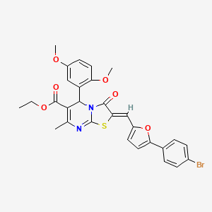 molecular formula C29H25BrN2O6S B11670146 ethyl (2Z)-2-{[5-(4-bromophenyl)furan-2-yl]methylidene}-5-(2,5-dimethoxyphenyl)-7-methyl-3-oxo-2,3-dihydro-5H-[1,3]thiazolo[3,2-a]pyrimidine-6-carboxylate 