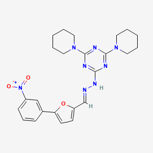 2-[(2E)-2-{[5-(3-nitrophenyl)furan-2-yl]methylidene}hydrazinyl]-4,6-di(piperidin-1-yl)-1,3,5-triazine