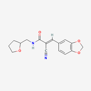 (2E)-3-(1,3-benzodioxol-5-yl)-2-cyano-N-(tetrahydrofuran-2-ylmethyl)prop-2-enamide