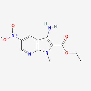 molecular formula C11H12N4O4 B11670166 ethyl 3-amino-1-methyl-5-nitro-1H-pyrrolo[2,3-b]pyridine-2-carboxylate CAS No. 180424-22-0