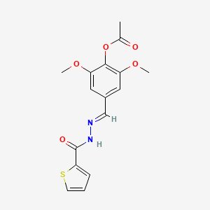 molecular formula C16H16N2O5S B11670175 2,6-dimethoxy-4-{(E)-[2-(thiophen-2-ylcarbonyl)hydrazinylidene]methyl}phenyl acetate 