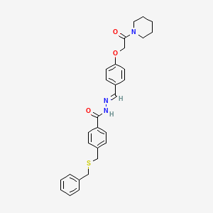 4-[(benzylsulfanyl)methyl]-N'-[(E)-{4-[2-oxo-2-(piperidin-1-yl)ethoxy]phenyl}methylidene]benzohydrazide