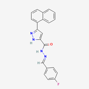 molecular formula C21H15FN4O B11670214 N'-[(E)-(4-fluorophenyl)methylidene]-3-(naphthalen-1-yl)-1H-pyrazole-5-carbohydrazide 